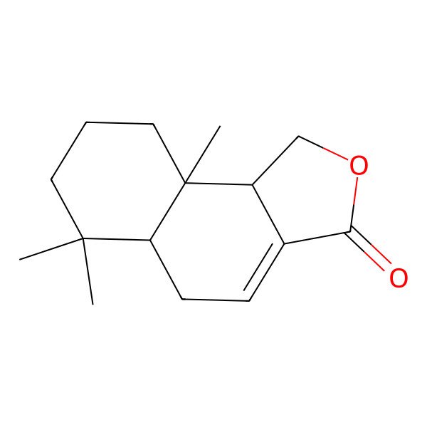 2D Structure of (5aS)-6,6,9abeta-Trimethyl-5,5aalpha,6,7,8,9,9a,9balpha-octahydronaphtho[1,2-c]furan-3(1H)-one