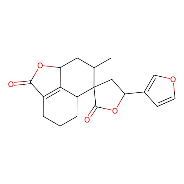2D Structure of (1R,5'R,8R,9R,10R)-5'-(furan-3-yl)-10-methylspiro[2-oxatricyclo[6.3.1.04,12]dodec-4(12)-ene-9,3'-oxolane]-2',3-dione