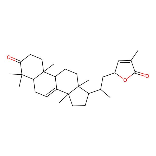 2D Structure of (2R)-4-methyl-2-[(2R)-2-[(5S,9S,10R,13R,14R,17R)-4,4,10,13,14-pentamethyl-3-oxo-1,2,5,6,9,11,12,15,16,17-decahydrocyclopenta[a]phenanthren-17-yl]propyl]-2H-furan-5-one
