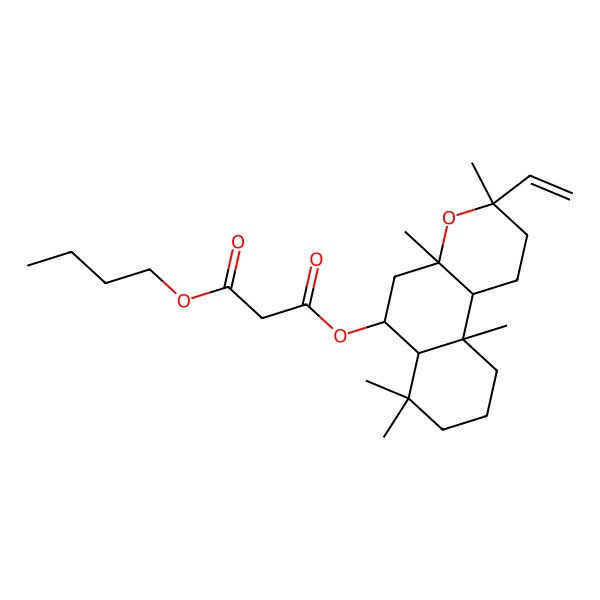 2D Structure of 1-O-butyl 3-O-(3-ethenyl-3,4a,7,7,10a-pentamethyl-2,5,6,6a,8,9,10,10b-octahydro-1H-benzo[f]chromen-6-yl) propanedioate