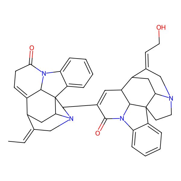 2D Structure of 10-(14-Ethylidene-9-oxo-8,16-diazahexacyclo[11.5.2.11,8.02,7.016,19.012,21]henicosa-2,4,6,11-tetraen-17-yl)-14-(2-hydroxyethylidene)-8,16-diazahexacyclo[11.5.2.11,8.02,7.016,19.012,21]henicosa-2,4,6,10-tetraen-9-one