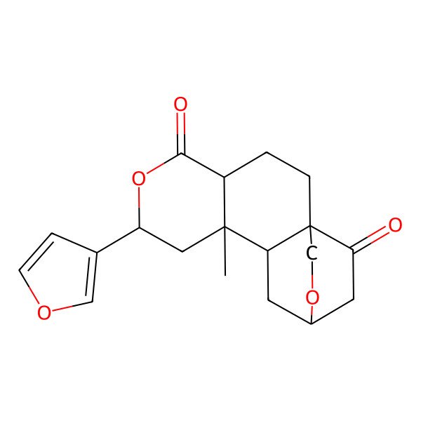 2D Structure of (1S,4S,7R,9R,10R,12S)-7-(furan-3-yl)-9-methyl-6,13-dioxatetracyclo[10.2.2.01,10.04,9]hexadecane-5,15-dione