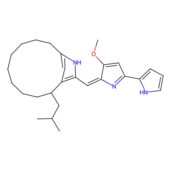 2D Structure of 13-[[3-methoxy-5-(1H-pyrrol-2-yl)pyrrol-2-ylidene]methyl]-2-(2-methylpropyl)-12-azabicyclo[9.2.1]tetradeca-1(13),11(14)-diene