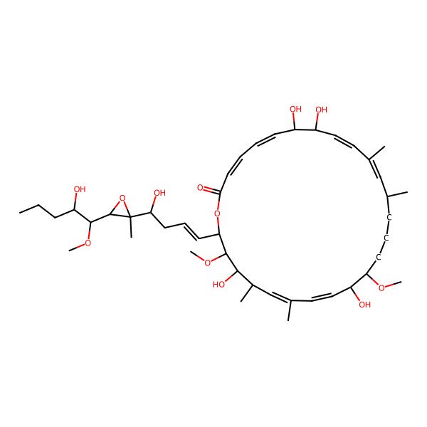 2D Structure of (3E,5E,7R,8R,9E,11E,13R,17R,18R,19E,21E,23R,24S,25R,26S)-7,8,18,24-tetrahydroxy-26-[(E,4S)-4-hydroxy-4-[(2R,3R)-3-[(1R,2S)-2-hydroxy-1-methoxypentyl]-2-methyloxiran-2-yl]but-1-enyl]-17,25-dimethoxy-11,13,21,23-tetramethyl-1-oxacyclohexacosa-3,5,9,11,19,21-hexaen-2-one