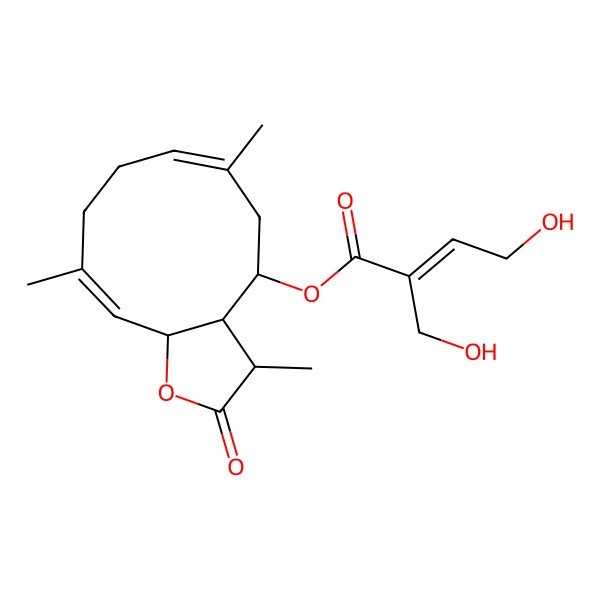 2D Structure of (3,6,10-trimethyl-2-oxo-3a,4,5,8,9,11a-hexahydro-3H-cyclodeca[b]furan-4-yl) 4-hydroxy-2-(hydroxymethyl)but-2-enoate