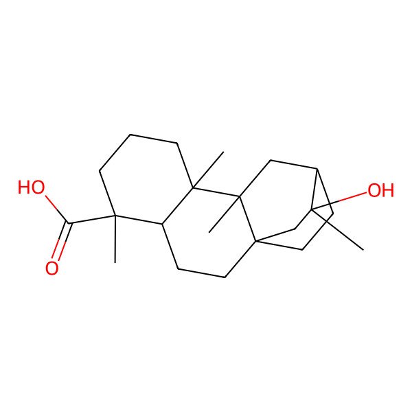 2D Structure of (1S,4S,5S,9R,10R,12S,13S)-13-hydroxy-5,9,10,13-tetramethyltetracyclo[10.2.2.01,10.04,9]hexadecane-5-carboxylic acid