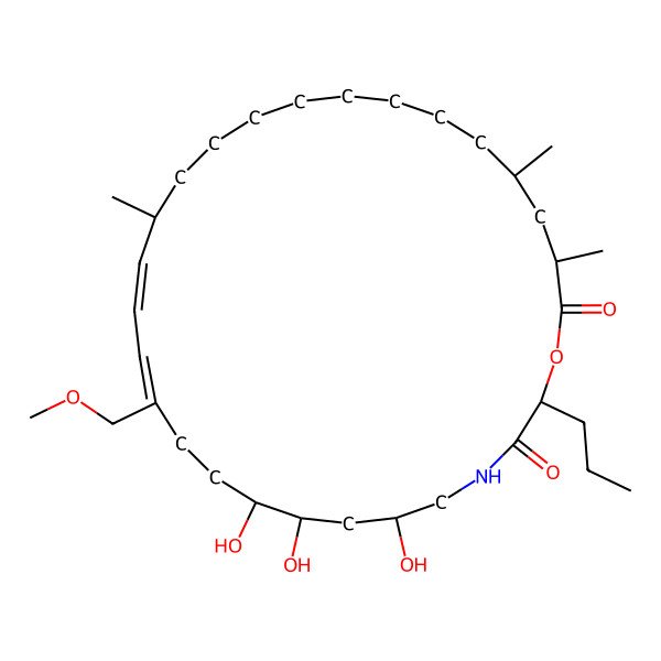 2D Structure of (2S,6S,8S,9R,12Z,14E,16R,25S,27S)-6,8,9-trihydroxy-12-(methoxymethyl)-16,25,27-trimethyl-2-propyl-1-oxa-4-azacyclooctacosa-12,14-diene-3,28-dione