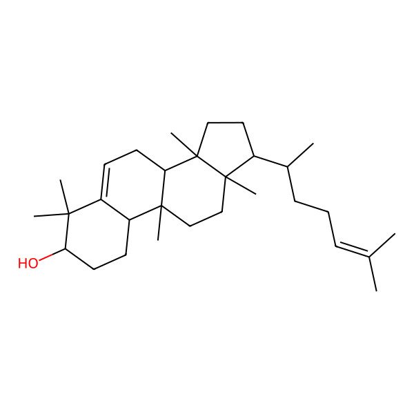 2D Structure of (3R,8R,9R,10S,13R,14S,17R)-4,4,9,13,14-pentamethyl-17-[(2R)-6-methylhept-5-en-2-yl]-2,3,7,8,10,11,12,15,16,17-decahydro-1H-cyclopenta[a]phenanthren-3-ol