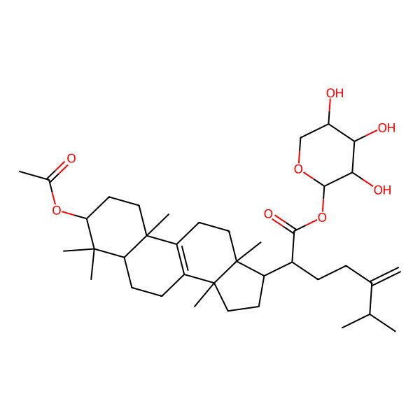 2D Structure of (3,4,5-trihydroxyoxan-2-yl) 2-(3-acetyloxy-4,4,10,13,14-pentamethyl-2,3,5,6,7,11,12,15,16,17-decahydro-1H-cyclopenta[a]phenanthren-17-yl)-6-methyl-5-methylideneheptanoate