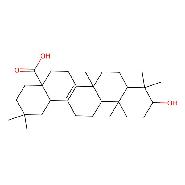 2D Structure of 10-hydroxy-2,2,6b,9,9,12a-hexamethyl-3,4,5,6,6a,7,8,8a,10,11,12,13,14,14b-tetradecahydro-1H-picene-4a-carboxylic acid