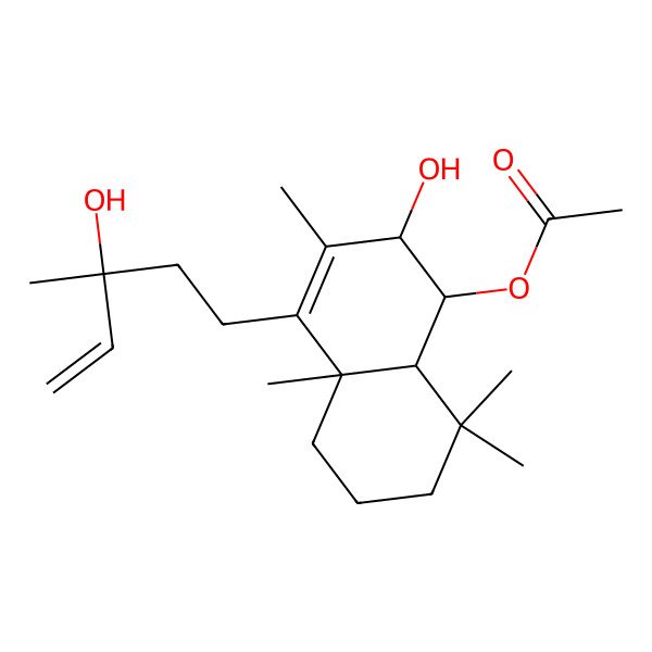 2D Structure of [(1S,2R,4aS,8aS)-2-hydroxy-4-[(3R)-3-hydroxy-3-methylpent-4-enyl]-3,4a,8,8-tetramethyl-1,2,5,6,7,8a-hexahydronaphthalen-1-yl] acetate