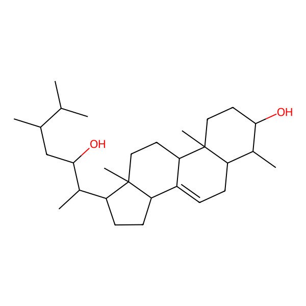 2D Structure of 17-(3-hydroxy-5,6-dimethylheptan-2-yl)-4,10,13-trimethyl-2,3,4,5,6,9,11,12,14,15,16,17-dodecahydro-1H-cyclopenta[a]phenanthren-3-ol
