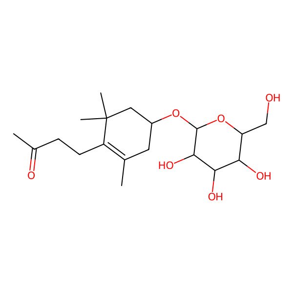 2D Structure of 4-[(4R)-2,6,6-trimethyl-4-[(2S,3R,4S,5S,6R)-3,4,5-trihydroxy-6-(hydroxymethyl)oxan-2-yl]oxycyclohexen-1-yl]butan-2-one