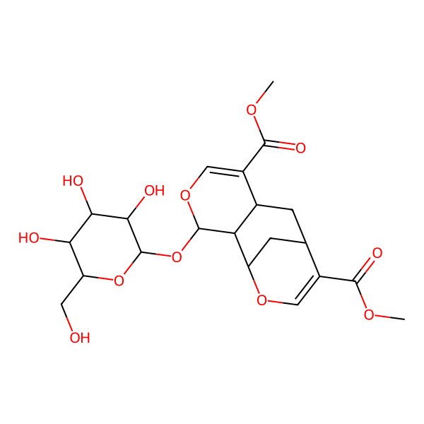 2D Structure of Dimethyl 3-[3,4,5-trihydroxy-6-(hydroxymethyl)oxan-2-yl]oxy-4,12-dioxatricyclo[7.3.1.02,7]trideca-5,10-diene-6,10-dicarboxylate