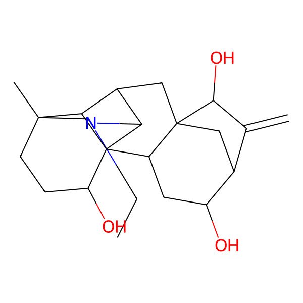 2D Structure of 12-Ethyl-14-methyl-6-methylidene-12-azahexacyclo[8.7.1.15,8.01,11.02,8.014,18]nonadecane-4,7,17-triol