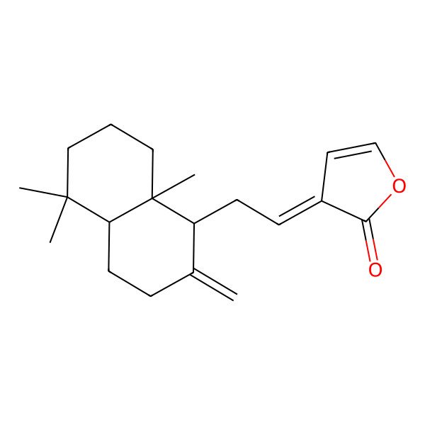 2D Structure of 3-[2-(5,5,8a-trimethyl-2-methylidene-3,4,4a,6,7,8-hexahydro-1H-naphthalen-1-yl)ethylidene]furan-2-one
