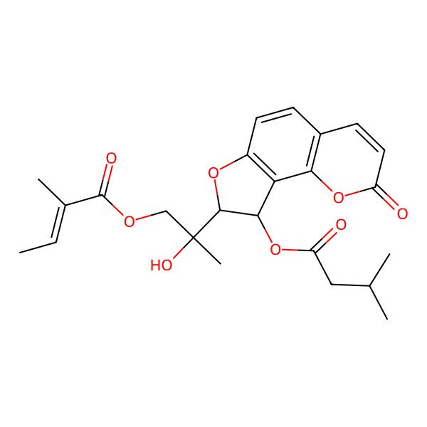 2D Structure of [2-Hydroxy-2-[9-(3-methylbutanoyloxy)-2-oxo-8,9-dihydrofuro[2,3-h]chromen-8-yl]propyl] 2-methylbut-2-enoate