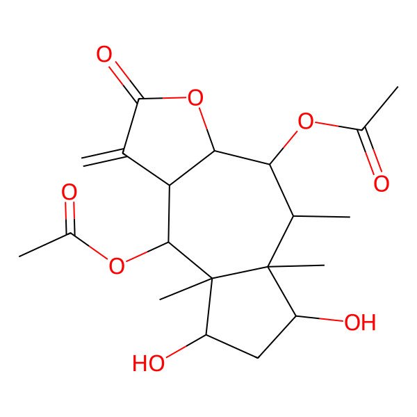 2D Structure of [(3aR,4R,5S,5aS,6S,8R,8aS,9R,9aS)-9-acetyloxy-6,8-dihydroxy-5,5a,8a-trimethyl-1-methylidene-2-oxo-3a,4,5,6,7,8,9,9a-octahydroazuleno[6,7-b]furan-4-yl] acetate