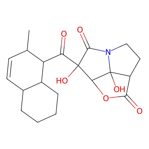 2D Structure of (3R,4S,7R,10R)-3-[(1R,2S,4aS,8aR)-2-methyl-1,2,4a,5,6,7,8,8a-octahydronaphthalene-1-carbonyl]-3,10-dihydroxy-5-oxa-1-azatricyclo[5.2.1.04,10]decane-2,6-dione