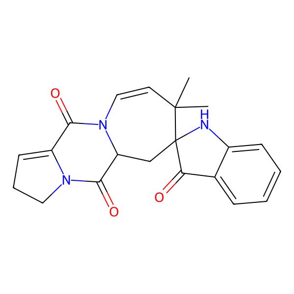 2D Structure of (9S)-12,12-dimethylspiro[1,7-diazatricyclo[7.5.0.03,7]tetradeca-3,13-diene-11,2'-1H-indole]-2,3',8-trione