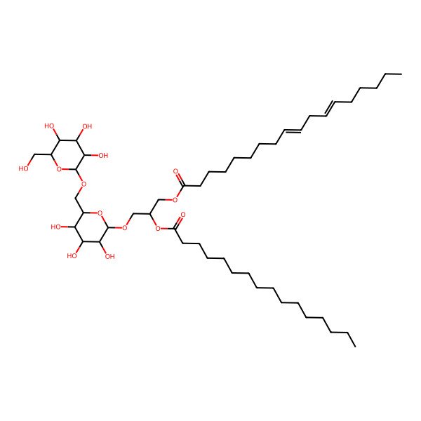 2D Structure of [(2R)-2-hexadecanoyloxy-3-[(2R,3R,4S,5R,6R)-3,4,5-trihydroxy-6-[[(2S,3R,4S,5R,6R)-3,4,5-trihydroxy-6-(hydroxymethyl)oxan-2-yl]oxymethyl]oxan-2-yl]oxypropyl] (9Z,12Z)-octadeca-9,12-dienoate