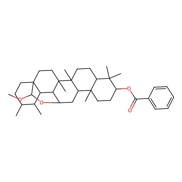 2D Structure of (23-Methoxy-4,5,9,9,13,19,20-heptamethyl-24-oxahexacyclo[14.6.2.01,18.04,17.05,14.08,13]tetracosan-10-yl) benzoate