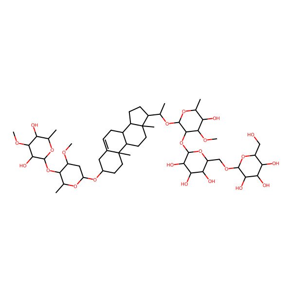 2D Structure of 2-[[6-[2-[1-[3-[5-(3,5-dihydroxy-4-methoxy-6-methyloxan-2-yl)oxy-4-methoxy-6-methyloxan-2-yl]oxy-10,13-dimethyl-2,3,4,7,8,9,11,12,14,15,16,17-dodecahydro-1H-cyclopenta[a]phenanthren-17-yl]ethoxy]-5-hydroxy-4-methoxy-6-methyloxan-3-yl]oxy-3,4,5-trihydroxyoxan-2-yl]methoxy]-6-(hydroxymethyl)oxane-3,4,5-triol