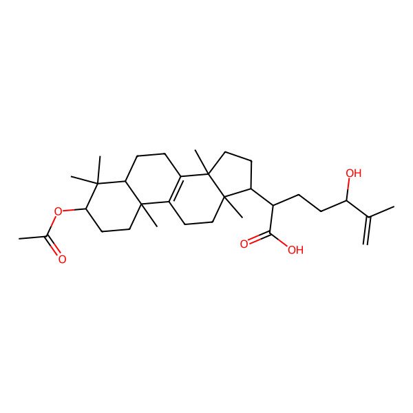 2D Structure of 2-(3-acetyloxy-4,4,10,13,14-pentamethyl-2,3,5,6,7,11,12,15,16,17-decahydro-1H-cyclopenta[a]phenanthren-17-yl)-5-hydroxy-6-methylhept-6-enoic acid