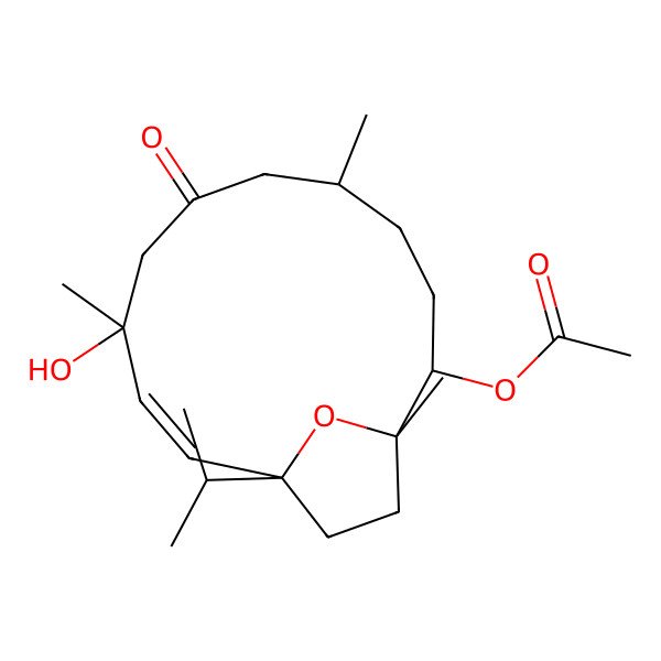 2D Structure of [(1S,2R,5S,9R,10E,12S)-9-hydroxy-1,5,9-trimethyl-7-oxo-12-propan-2-yl-15-oxabicyclo[10.2.1]pentadec-10-en-2-yl] acetate