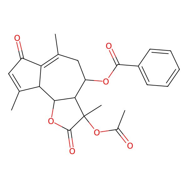 2D Structure of [(3S,3aR,4S,9aR,9bS)-3-acetyloxy-3,6,9-trimethyl-2,7-dioxo-4,5,9a,9b-tetrahydro-3aH-azuleno[4,5-b]furan-4-yl] benzoate