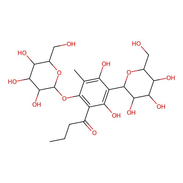2D Structure of 1-[2,4-Dihydroxy-5-methyl-3-[3,4,5-trihydroxy-6-(hydroxymethyl)oxan-2-yl]-6-[3,4,5-trihydroxy-6-(hydroxymethyl)oxan-2-yl]oxyphenyl]butan-1-one