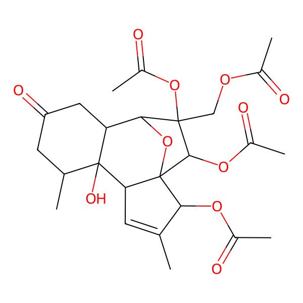 2D Structure of [(1R,2S,5S,6R,7R,11R,12R,13S,14S)-2,13,14-triacetyloxy-6-hydroxy-3,7-dimethyl-9-oxo-15-oxatetracyclo[10.2.1.01,5.06,11]pentadec-3-en-13-yl]methyl acetate