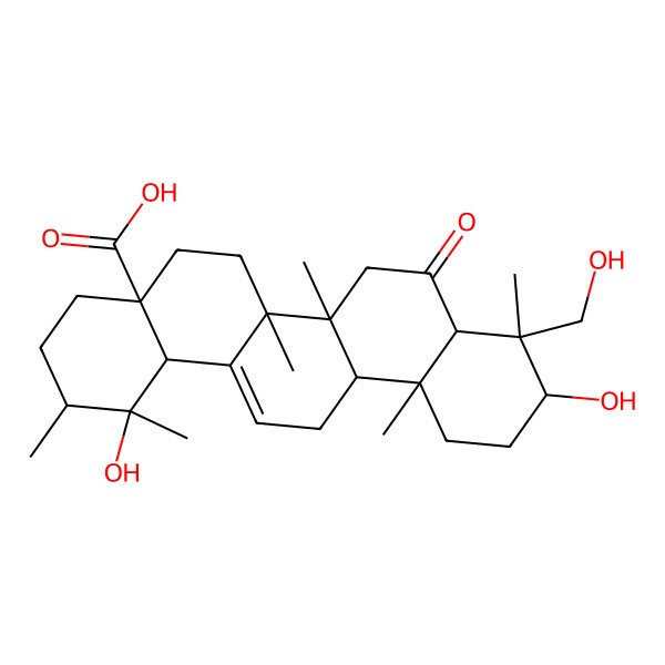 2D Structure of 1,10-dihydroxy-9-(hydroxymethyl)-1,2,6a,6b,9,12a-hexamethyl-8-oxo-3,4,5,6,6a,7,8a,10,11,12,13,14b-dodecahydro-2H-picene-4a-carboxylic acid