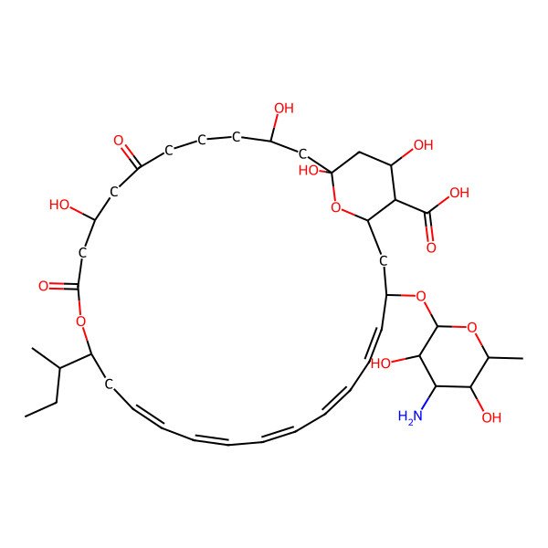 2D Structure of (15Z,17Z,19Z,21Z,23Z)-25-[(2R,3S,4S,5S,6R)-4-amino-3,5-dihydroxy-6-methyloxan-2-yl]oxy-13-butan-2-yl-1,3,9,29-tetrahydroxy-7,11-dioxo-12,31-dioxabicyclo[25.3.1]hentriaconta-15,17,19,21,23-pentaene-28-carboxylic acid