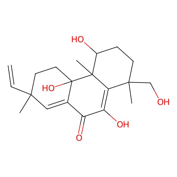 2D Structure of (1S,4R,4aR,4bS,7R)-7-ethenyl-4,4b,10-trihydroxy-1-(hydroxymethyl)-1,4a,7-trimethyl-3,4,5,6-tetrahydro-2H-phenanthren-9-one