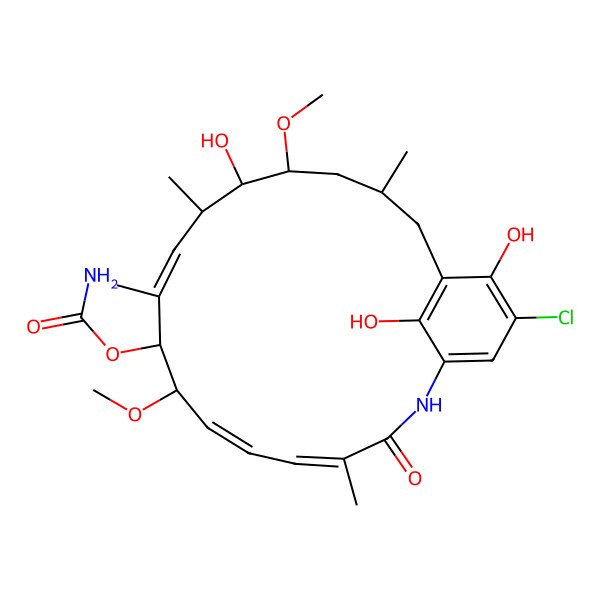 2D Structure of [(4E,6Z,8S,9S,10E,12S,13R,14S,16R)-20-chloro-13,19,22-trihydroxy-8,14-dimethoxy-4,10,12,16-tetramethyl-3-oxo-2-azabicyclo[16.3.1]docosa-1(21),4,6,10,18(22),19-hexaen-9-yl] carbamate