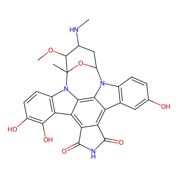 2D Structure of 11,22,23-Trihydroxy-3-methoxy-2-methyl-4-(methylamino)-29-oxa-1,7,17-triazaoctacyclo[12.12.2.12,6.07,28.08,13.015,19.020,27.021,26]nonacosa-8(13),9,11,14,19,21(26),22,24,27-nonaene-16,18-dione