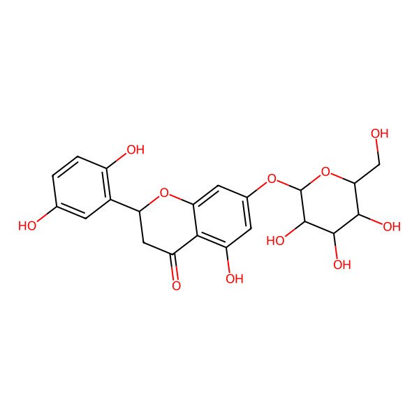 2D Structure of 2-(2,5-Dihydroxyphenyl)-5-hydroxy-7-[3,4,5-trihydroxy-6-(hydroxymethyl)oxan-2-yl]oxy-2,3-dihydrochromen-4-one