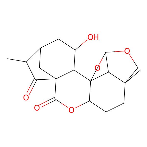2D Structure of (1S,2S,3R,5S,6R,8S,11S,14R,17S,20R)-3-hydroxy-6,14-dimethyl-10,16,18-trioxahexacyclo[12.5.1.15,8.01,11.02,8.017,20]henicosane-7,9-dione