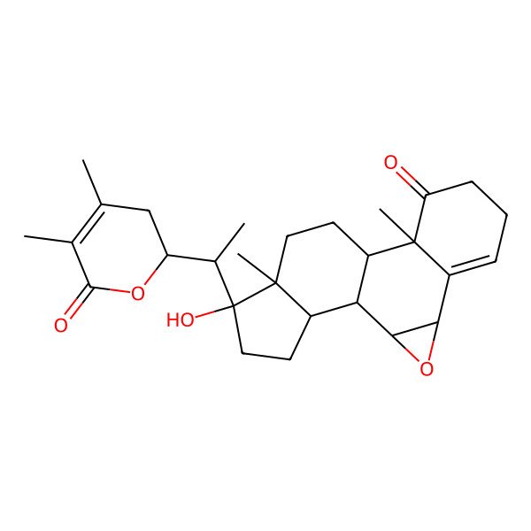 2D Structure of (1S,2S,4R,10R,11S,14S,15R,18S)-15-[(1S)-1-[(2R)-4,5-dimethyl-6-oxo-2,3-dihydropyran-2-yl]ethyl]-15-hydroxy-10,14-dimethyl-3-oxapentacyclo[9.7.0.02,4.05,10.014,18]octadec-5-en-9-one