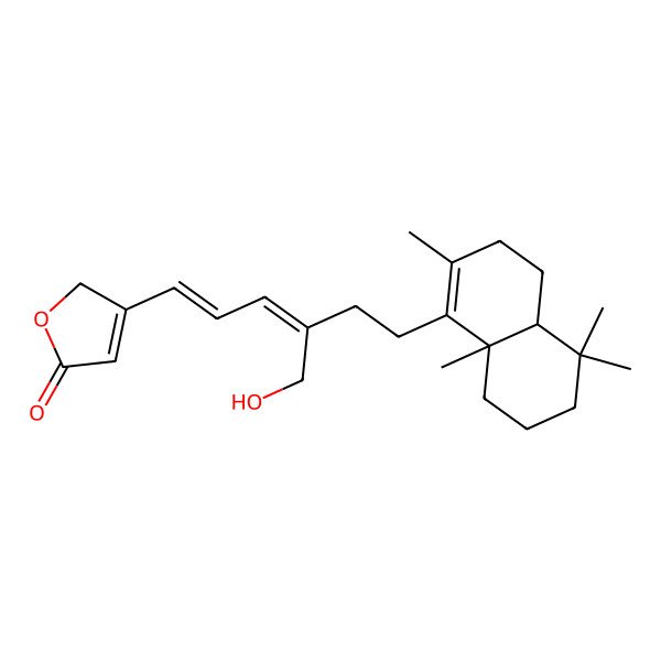 2D Structure of 3-[(1Z,3E)-6-[(4aS,8aS)-2,5,5,8a-tetramethyl-3,4,4a,6,7,8-hexahydronaphthalen-1-yl]-4-(hydroxymethyl)hexa-1,3-dienyl]-2H-furan-5-one