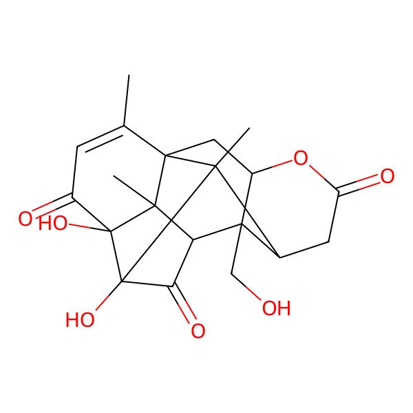 2D Structure of (1R,2R,3R,7S,9R,13R,14S,15R,17S)-3,15-dihydroxy-17-(hydroxymethyl)-2,6,14-trimethyl-10-oxahexacyclo[7.7.1.02,7.03,15.07,14.013,17]heptadec-5-ene-4,11,16-trione