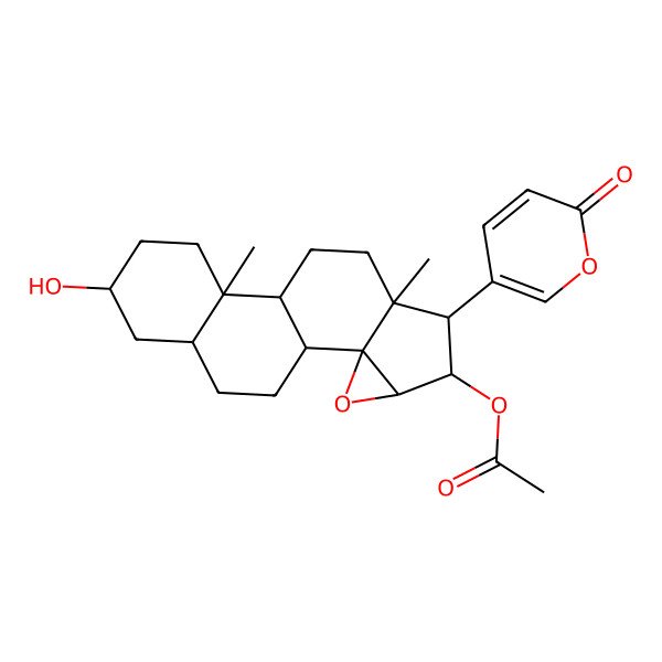 2D Structure of 5beta-Bufa-20,22-dienolide, 14,15beta-epoxy-3beta,16beta-dihydroxy-, 16-acetate