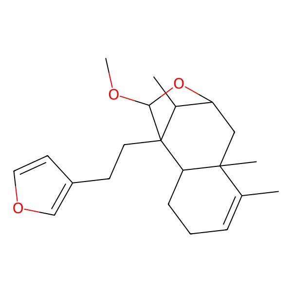 2D Structure of (1S,2S,7R,9R,11S,12R)-1-[2-(furan-3-yl)ethyl]-11-methoxy-6,7,12-trimethyl-10-oxatricyclo[7.2.1.02,7]dodec-5-ene