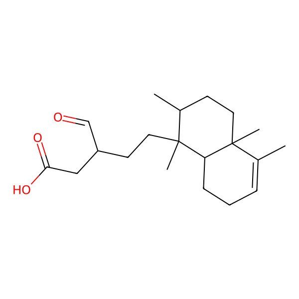 2D Structure of (3S)-5-[(1S,2R,4aR,8aR)-1,2,4a,5-tetramethyl-2,3,4,7,8,8a-hexahydronaphthalen-1-yl]-3-formylpentanoic acid