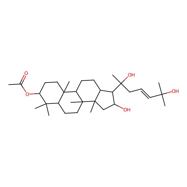 2D Structure of [(3S,5R,8R,9R,10R,13R,14R,16S,17R)-17-[(E,2S)-2,6-dihydroxy-6-methylhept-4-en-2-yl]-16-hydroxy-4,4,8,10,14-pentamethyl-2,3,5,6,7,9,11,12,13,15,16,17-dodecahydro-1H-cyclopenta[a]phenanthren-3-yl] acetate