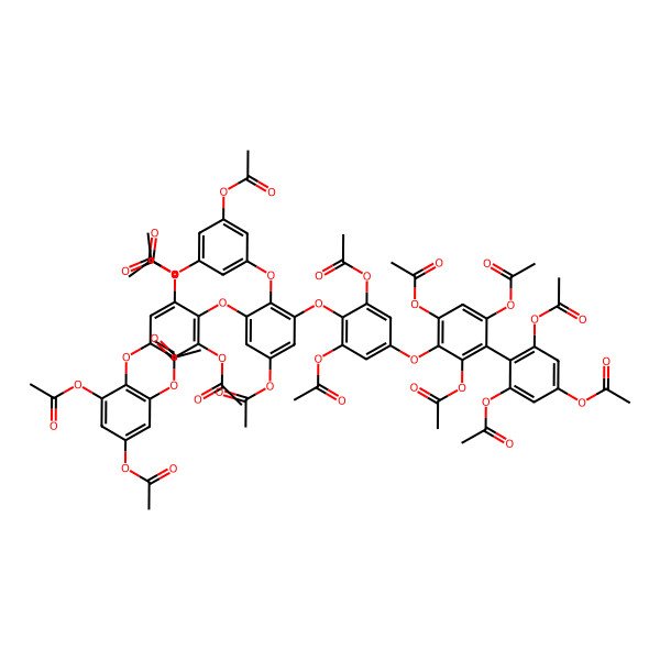 2D Structure of [3-Acetyloxy-5-[4-acetyloxy-2-[2,6-diacetyloxy-4-(2,4,6-triacetyloxyphenoxy)phenoxy]-6-[2,6-diacetyloxy-4-[2,4,6-triacetyloxy-3-(2,4,6-triacetyloxyphenyl)phenoxy]phenoxy]phenoxy]phenyl] acetate