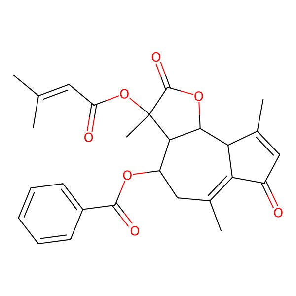 2D Structure of [(3S,3aR,4S,9aR,9bS)-3,6,9-trimethyl-3-(3-methylbut-2-enoyloxy)-2,7-dioxo-4,5,9a,9b-tetrahydro-3aH-azuleno[4,5-b]furan-4-yl] benzoate