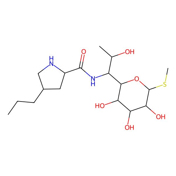 2D Structure of (2S,4R)-N-[(1R,2R)-2-hydroxy-1-[(2R,3R,4R,5R,6S)-3,4,5-trihydroxy-6-methylsulfanyloxan-2-yl]propyl]-4-propylpyrrolidine-2-carboxamide