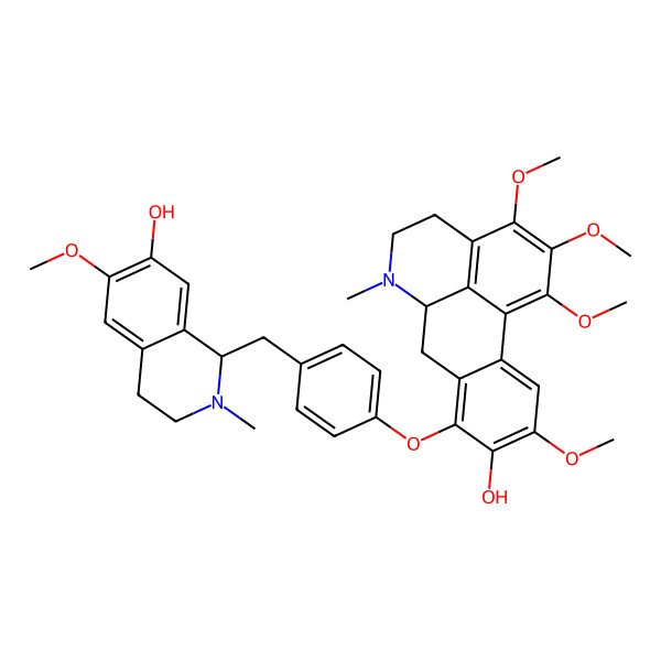 2D Structure of (6aS)-8-[4-[[(1S)-7-hydroxy-6-methoxy-2-methyl-3,4-dihydro-1H-isoquinolin-1-yl]methyl]phenoxy]-1,2,3,10-tetramethoxy-6-methyl-5,6,6a,7-tetrahydro-4H-dibenzo[de,g]quinolin-9-ol